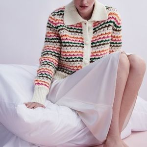 Zara striped multicolored knit chunk cardigan sweater